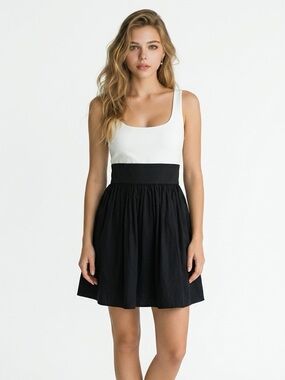 Aqua black and white tank dress
